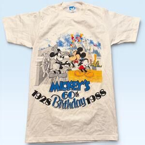 Vintage Disney Mickey Mouse Shirt Mens Small 60th Birthday 1988 Graphic USA